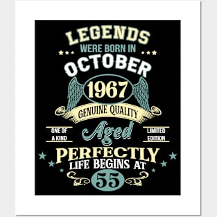 55th Birthday Decoration Legends Were Born In October 1967 55 years old Posters and Art